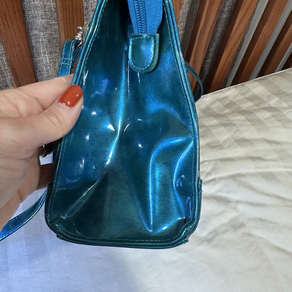 Vintage Shiny Plastic Y2K Style Women's Bag purse strap Turquoise - Picture 5 of 14